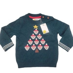 Baby Boden NWT Wool blend Santa Tree sweater size 12-18 mons dark green